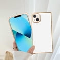 thumbnail image 3 of Case for iPhone 13 Case Cute Plating Gold Case for Women Girls Soft TPU Shockproof Raised Full Camera Protection Electroplate Bumper Cover for iPhone 13-White, 3 of 14