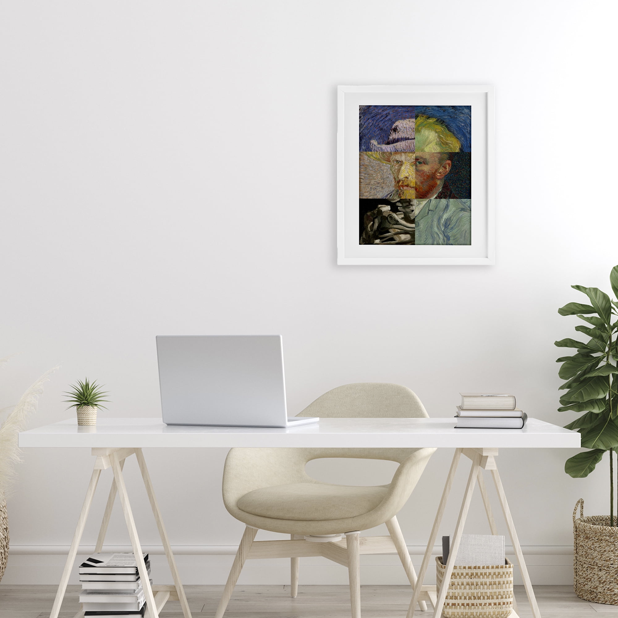 Collaged Van Gogh Portraits White Framed Print Under Glass, design by Masters Redux