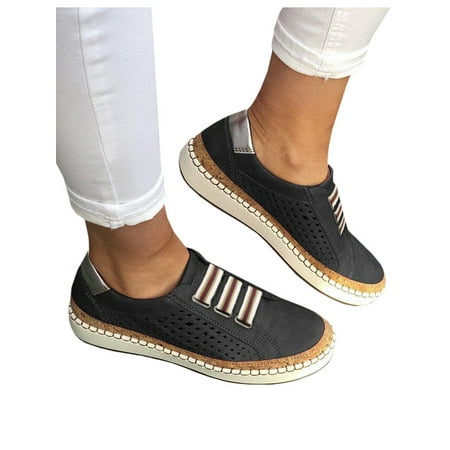 Women's Slip On Hollow Out Flat Round Toe Breathable Sneakers