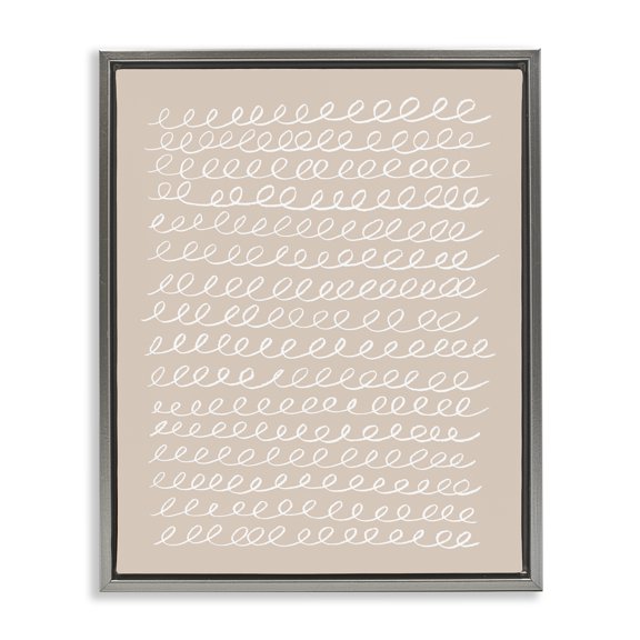 Stupell Industries Contemporary Modern Beige Squiggle Gray Floating Frame Canvas Art, 17 x 21, by Victoria Borges