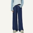 thumbnail image 2 of Girls Jeans Multi-Pocket Elastic Waist Cargo Denim Pants for Ages 4-15 Soft Wide Leg Long Trousers for Everyday Casual Wear, 2 of 7