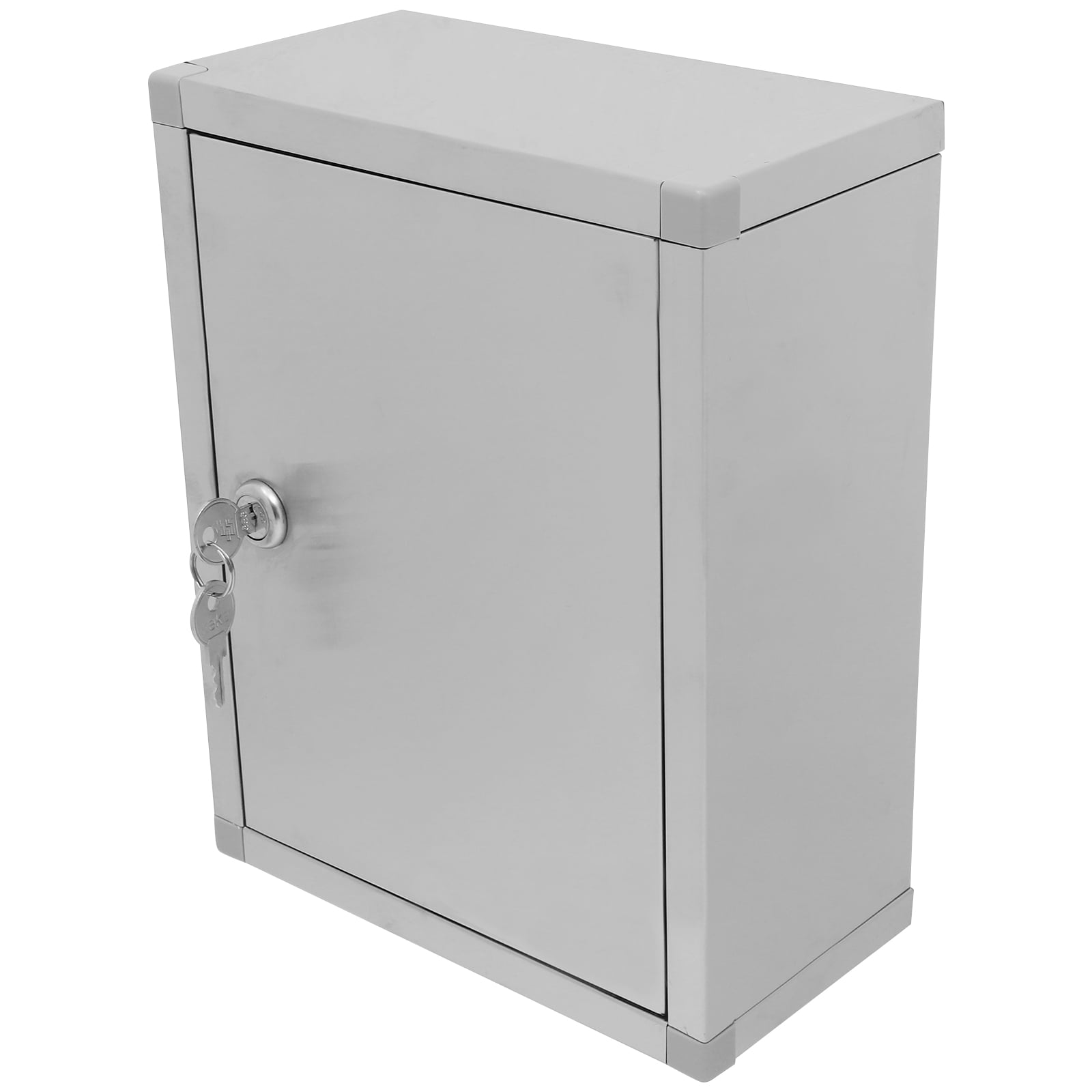 RENACLIPY Silver Stainless Steel Wall Mount Lockable Storage Box for Cell Phones and Small Items 1Pack