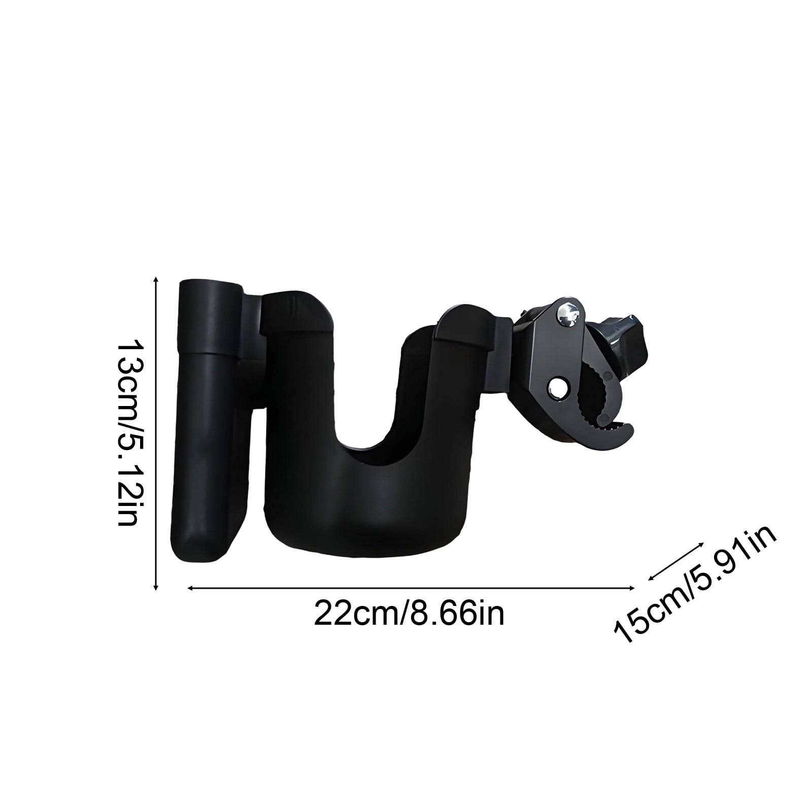 Snmubt Universal Stroller Cup Holder, 2-in-1 Phone Holder with 360° Rotation, Drinks and Cellphone Stand for Stroller (Black)