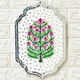 thumbnail image 3 of Handcrafted Floral Wall Art, Mirror Embellished Wooden Plaque, Traditional Indian Home Decor, 3 of 10