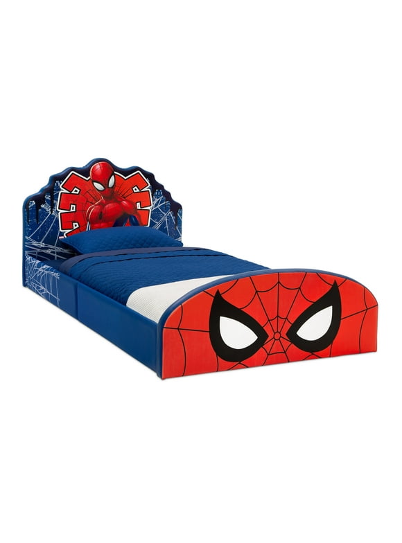 Marvel Spider-Man Upholstered Twin Bed by Delta Children, Red/Blue