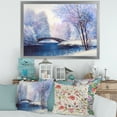 thumbnail image 4 of Bridge Of Meandering River With Winter Scenery III 32 in x 16 in Framed Painting Canvas Art Print, by Designart, 4 of 4
