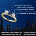 thumbnail image 2 of Gem Stone King 18K Yellow Gold Plated Silver Blue Created Sapphire and Lab Grown Diamond Engagement Ring for Women | 2.00 Cttw | Round 6MM | Gemstone September Birthstone | Size 5, 2 of 6