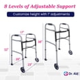thumbnail image 3 of Andador plegable Dr. Aid Premium de 2 botones con ruedas, con ruedas delanteras rodantes, ligero para personas mayores, estructura de aluminio resistente, altura ajustable, soporta hasta 181 kg, color, 3 of 5