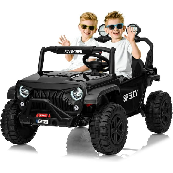 EastVita 24V Ride on Toys for Big Kids with Remote Control - 4WD Electric Car, 2 Seater UTV, Spring Suspension, Front & Behind LED Lights Black