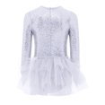 thumbnail image 4 of inlzdz Girls Glittery Sequins Modern Jazz Dance Leotard Long Sleeve Bowtie Tuxedo Bodysuit Party Wear White 10, 4 of 7