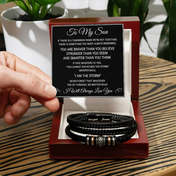 To My Son - Love You Forever Bracelet Jewelry with Heartfelt Message Card for Birthday, Graduation, or Christmas, Sentimental Gift from Mom and Dad