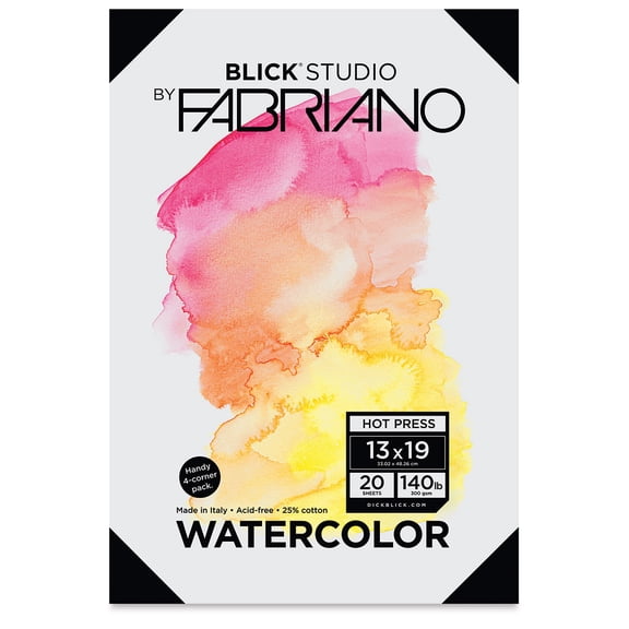 Blick Studio Watercolor Papers - Hot Press, 13" x 19", 20 Sheets