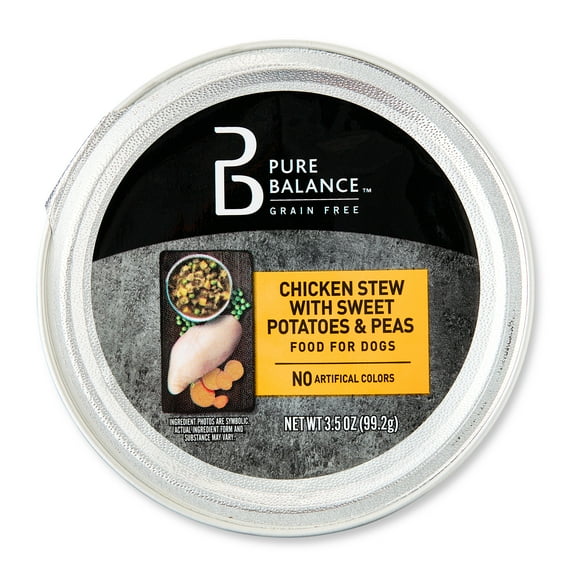 Pure Balance Chicken Stew with Sweet Potatoes & Peas, Grain-Free Wet Dog Food, 3.5 oz Tray