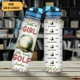 thumbnail image 2 of Personalized Golf Lovers 32 Oz 1Liter Motivational Water Bottle With Time Marker, Just A Girl Who Loves Golf, Sport Lovers Gifts For Women, Girl, Player On Birthday, Christmas, 2 of 5