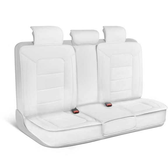 Motorbox Classic Edition Bench Seat Cover, Premium Faux Leather Back Seat Covers for Cars Trucks Vans SUV, Rear Car Seat Covers Back Seats Only, Automotive Interior Cover - White