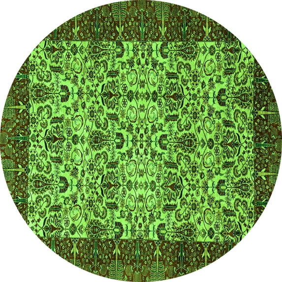 Ahgly Company Indoor Round Abstract Green Modern Area Rugs, 6' Round