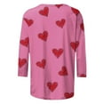 thumbnail image 4 of Yteetum Valentines 3/4 Length Sleeve Womens Tops Oversized Crewneck Valentine's Day Loved Heart Print Three Quarter Sleeve T Shirts Womens Casual Round Neck Relaxed Fits Valentine Print Tee Shirts, 4 of 5