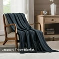 thumbnail image 2 of Navy Throw Blanket Textured Solid Soft Sofa Couch Decorative Knitted Blanket, 50" x 60" Navy, 2 of 5