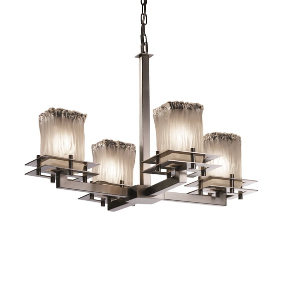 Justice Designs Veneto Luce Metropolis 4-LT Chandelier - Brushed Nickel - GLA-8100-26-WTFR-NCKL