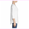 Eddie Bauer Ladies Lace-up Neck Detail Shirt tail hem Cross-Front ¾ Sleeve Tunic L/White