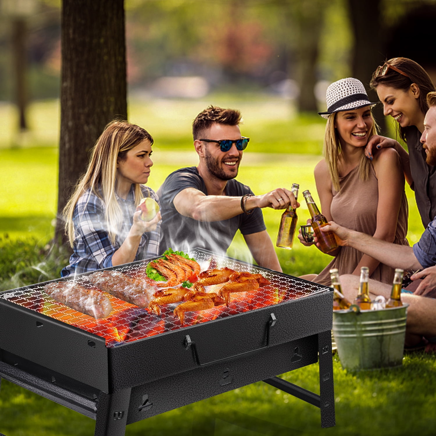 End-of-year Cleanrance! Morpilot Portable Charcoal Grill Lightweight Folding BBQ Tools for Outdoor Cooking Camping Hiking Picnics Silver End-of-year Cleanrance! Morpilot Portable Charcoal Grill Lightweight Folding BBQ Tools for Outdoor Cooking Camping Hiking Picnics Silver