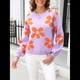 thumbnail image 5 of Suéter de Mujer de Otoño, Larga, Cuello Redondo, Jersey de Punto de Gran Tamaño, Tops Casuales con Estampados. Púrpura L, 5 of 10