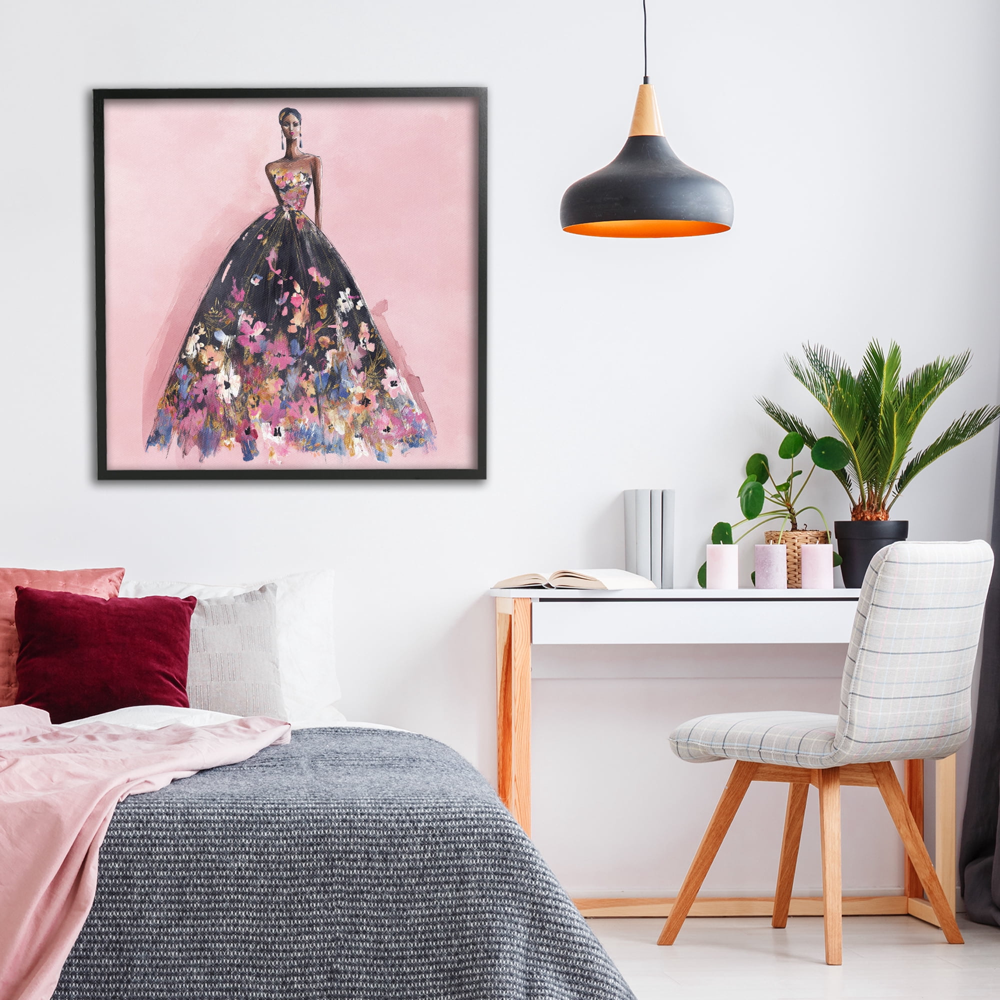 Stupell Industries Floral Reverie Gown Black Framed Giclee Art, design by Svetlana Aleynikova
