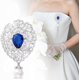 thumbnail image 2 of Elegant Brooches and Pins for Women, Blue Austrian Crystal and Pearl Lapel Pins, Fashion Jewelry for Sweater and Shawl Clips, 2 of 5