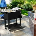 thumbnail image 5 of 80QT Rolling Ice Chest, Portable Bar Drink Cooler with Catch Basin, Bottom Storage Tray and Bottle Opener for Patio Party BBQ Beach Activities, 5 of 14