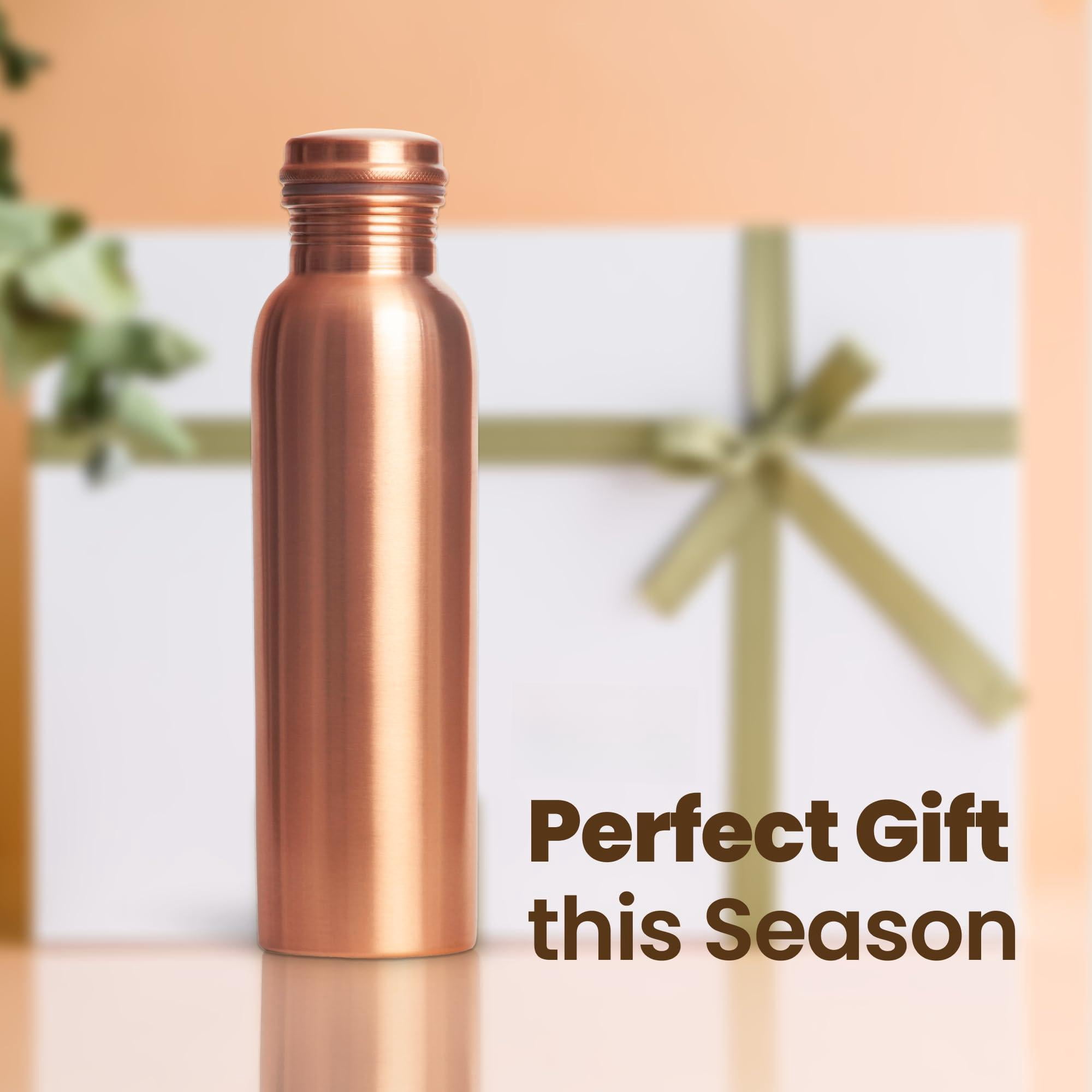 Copper Water Bottle For Drinking  34 Oz Smooth Finish - Stay Hydrated And Enjoy Ayurvedic Benefits Leak-proof Temperature Retention Design Durable