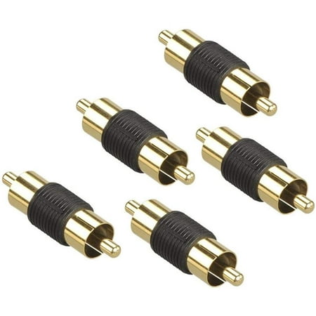 VCE Lot de 5 adaptateurs de connecteur RCA mâle à mâle plaqués or Câbles  audio RCA