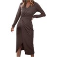 thumbnail image 1 of Vestidos Para Mujer Casual Maxi Vestidos Moda Cómodo Invierno Sólido Manga Larga Cuello en V Vestido Odeerbi ODB137952, 1 of 9