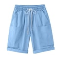 thumbnail image 3 of Only Moment Womens Shorts Jute Summer Casual Elastic High Waisted Wide Leg Cute Dressy 2026 Vacation Beach Clothes Swim Shorts Sky Blue,S, 3 of 7