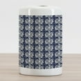 thumbnail image 2 of Acanthus Ceramic Toothbrush Holder, Continuous Classic Botanical Motif Pattern with Curls and Swirls, Decorative Versatile Countertop for Bathroom, 4.5" X 2.7", Night Blue and Eggshell, 2 of 4