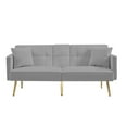 thumbnail image 5 of Twin Futon Sleeper Sofa,Velvet Upholstery Convertible Sofa Bed with Gold Metal Legs Adjusting Backrest Futon for Small Spaces, 5 of 6