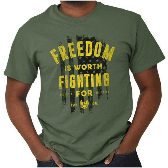 Freedom Fight Tactical American Flag Men's Graphic T Shirt Tees Brisco Brands S