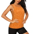 thumbnail image 2 of Xecao Orange Glitter2 print women's scoop neck, loose-fit workout tank tops for the gym., 2 of 9