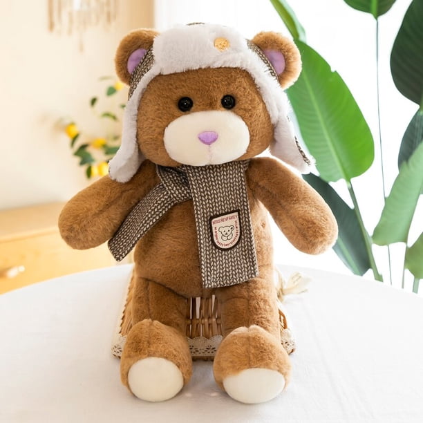 Muñeco de peluche de oso de 30cm y 40cm para niños, bonito sombrero de algodón, almohada, regalo de cumpleaños y Navidad, gran ofertaBrown40cm Fivean unisex