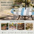 thumbnail image 6 of Round Outdoor Tablecloth with Umbrella Hole and Zipper, Blue Grey Striped Tablecloth with Elastic Waterproof, Geometric Vertical Stripes Minimalist Patio Table Covers for 55" - 60" Pool Tables, 6 of 9