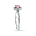 thumbnail image 3 of Bague Halo Simulée Saphir Rose & Diamant Véritable 3/4ct Or Blanc 14K, 3 of 4