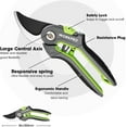 thumbnail image 3 of Bypass Pruning She , 8’’ Stainless Steel Gardening Hand Pruner, Professional Garden Trimming Scissors with Sharp SK5 Steel Blades, Ideal Garden Tool,Green, 3 of 3
