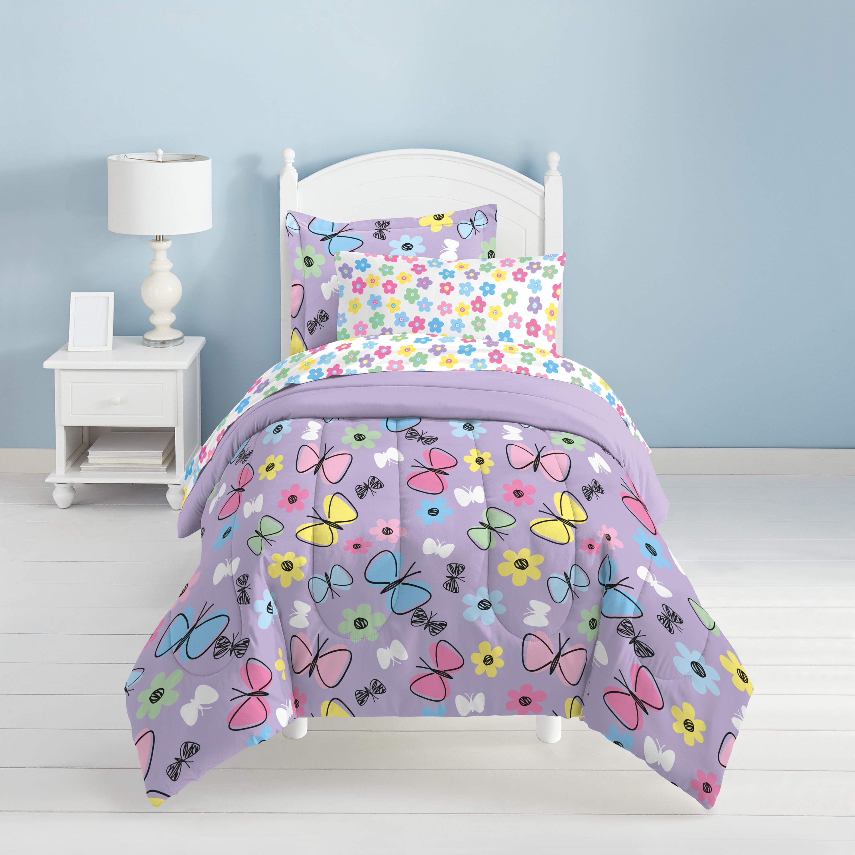 Bright Two Tone Ombre Pink Butterfly Duvet Cover Bedding Set with Pillowcases 