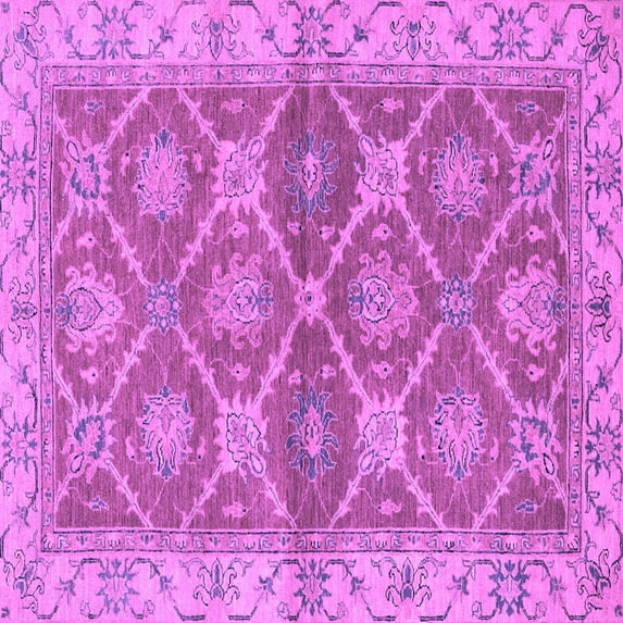 Ahgly Company Indoor Square Abstract Purple Modern Area Rugs, 4' Square