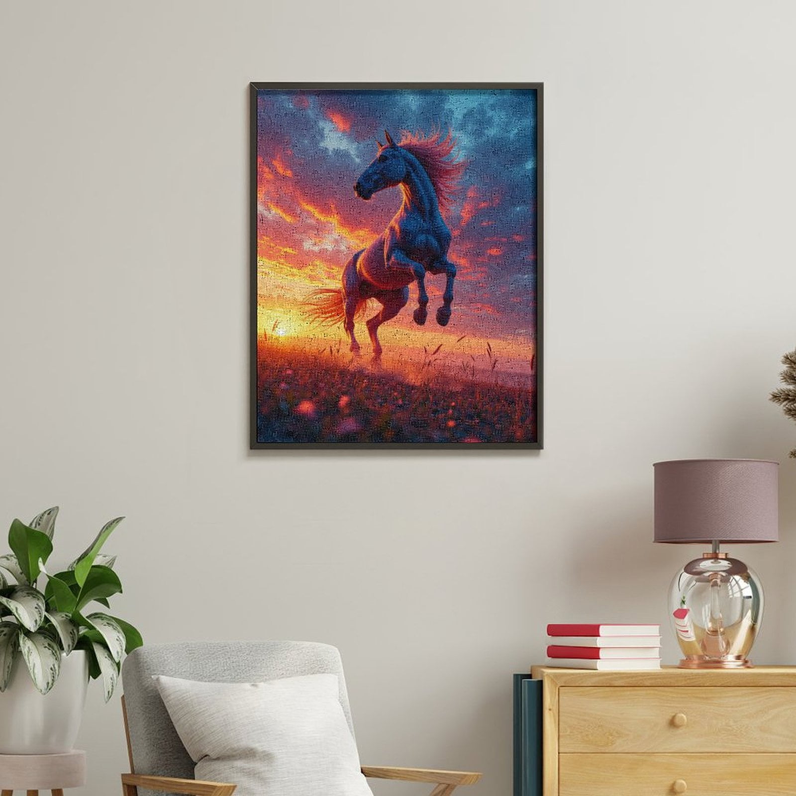 Paint by Numbers Kit for Adults, Horse Silhouette Sunset Sky Paint by Numbers, Easy Paint by Numbers Kit for Adults Beginner, DIY Adult Paint by Number Kits on Canvas, Home Decor