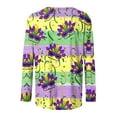 thumbnail image 5 of Aloohaidyvio Mardi Gras Clothing,Womens Mardi Gras Mask Glitter Print Shirt Crew Neck Party Long Sleeve Loose Tops, Mardi Gras Shirts, 5 of 5