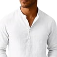 thumbnail image 5 of Kakii Mens Linen Henley Shirts Long Sleeve Hippie Yoga Summer Beach Casual Henleys T-Shirt, 5 of 5