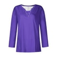 thumbnail image 3 of WREESH Womens Fashion Tunic Top V Neck Print Pullover Regular Fit Button Long Sleeve Tops Christmas Pleated Top Purple, 3 of 3