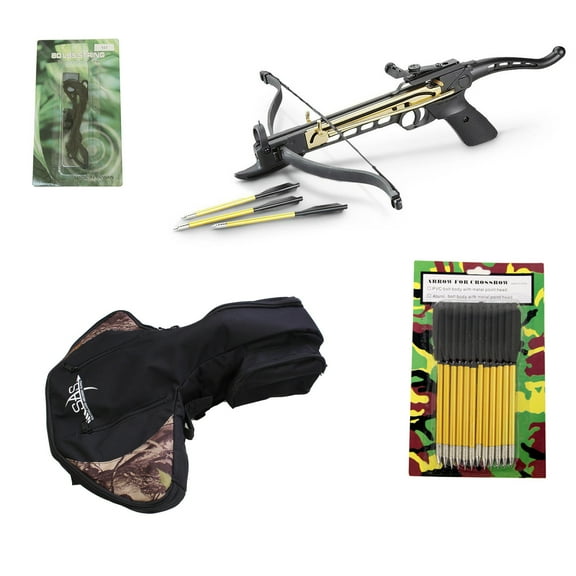 SAS 80Lbs Aluminum Self-cocking Pistol Crossbow w/ 15 Bolts Bag Extra String