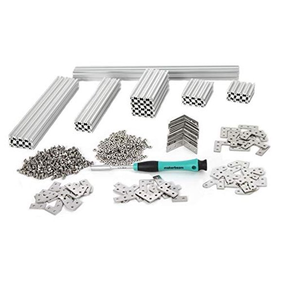 MakerBeam Regular Starter Kit Clear anodized including beams, brackets, nuts and bolts