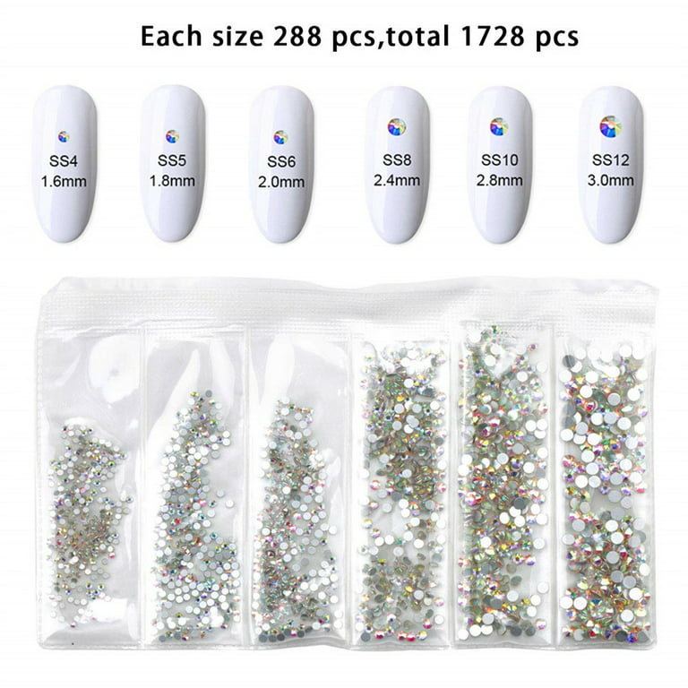 VERONNI Professional AB Crystal Rhinestones with Wax Pen Multi Shapes Glass  Rhinestones for Nail Art Craft Mix Sizes Nail Gems Packaged in Storage Box